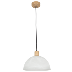 Brightstar PEN686 Metal Cord Pendant with Wood Finish and Alabaster Glass