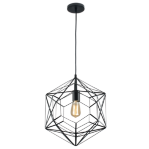 Brightstar Elegant PEN740 Black Metal Cord Pendant Light - 350mm Wide, Contemporary Design
