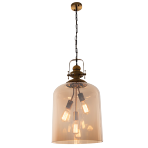 Brightstar PEN761 Satin Brass Pendant with Amber Glass