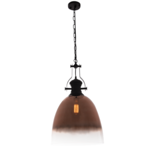 Brightstar Black Metal Pendant with Faded Rose Gold Glass (PEN762 ROSE)
