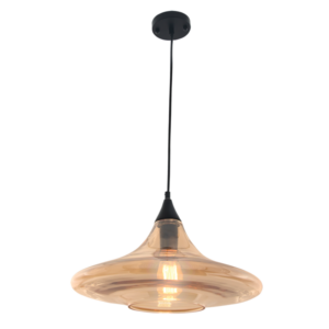 Brightstar PEN764 Black Metal Pendant with Amber Glass