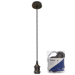 Brightstar PEN784 Gun Metal Pendant with Black Twist Cord