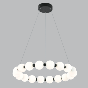 Brightstar PEN795/12 Black Aluminium and Opal Glass LED Pendant Light (40W, 4000K)