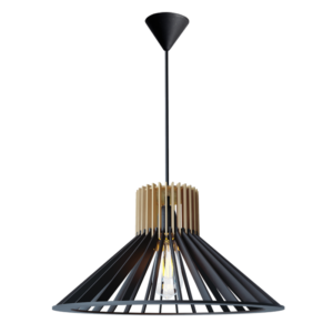 Brightstar PEN810 Natural/Black Wood Bamboo Pendant Light - 400mm Wide