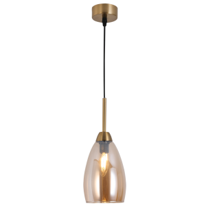 Brightstar PEN812/1 Gold Metal and Amber Glass Single Pendant