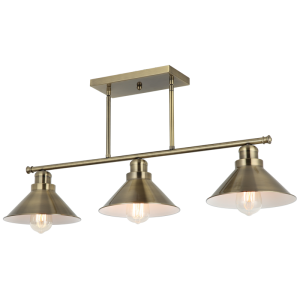 Brightstar PEN844/3 Antique Brass 3-Light Metal Cord Pendant