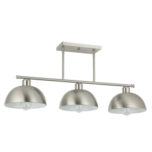 Brightstar PEN845/3 Satin Chrome 3-Light Pendant with White Inner Shade