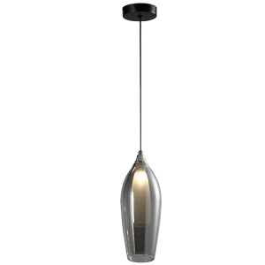 Brightstar PEN848/1 Smoke Metal Cord Pendant Light with Smoke and Frosted Glass