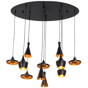 Brightstar PEN851/11 Black and Gold 11-Light LED Metal Cord Pendant