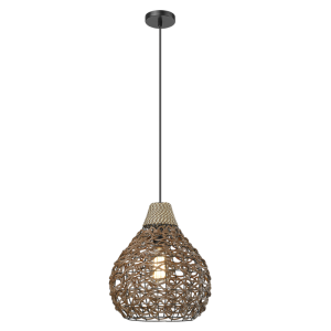 Brightstar PEN852 Metal, Plastic, and Rope Natural Pendant Light