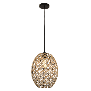 Brightstar Stylish Matt Black Metal and Rope Pendant Light
