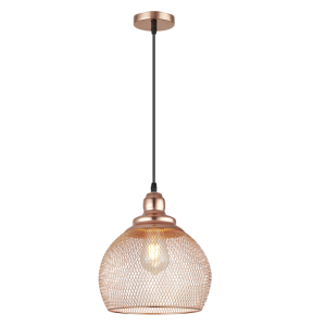 Brightstar PEN864 Rose Gold Metal Cord Pendant Light - 250mm Wide, Contemporary Design