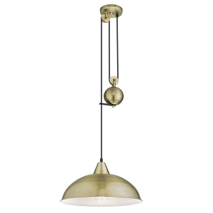 Brightstar PEN870 Antique Metal Cord Pendant Light with White Inner - 370mm Wide