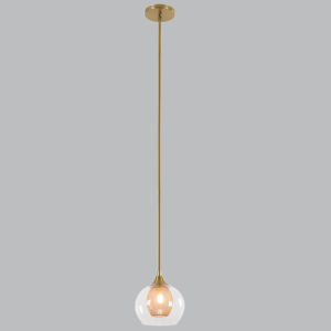 Brightstar PEN914/1 Gold Metal Pendant with Inner Mesh and Clear Glass