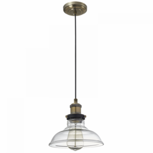 Brightstar PEN919 Antique Brass Pendant Light with Clear Glass