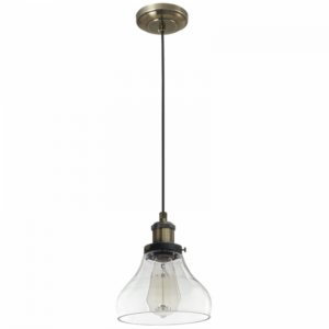 Brightstar PEN920/1 Clear Antique Brass Pendant Light with Clear Glass