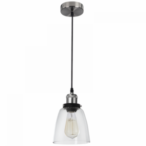 Brightstar PEN921 Satin Chrome Pendant Light with Clear Glass