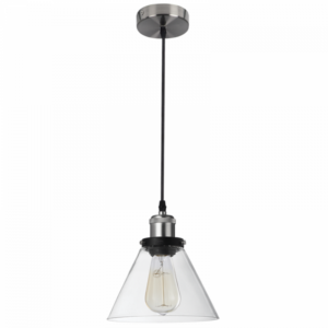 Brightstar PEN922 Satin Chrome Pendant Light with Clear Glass