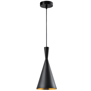 Brightstar PEN936 Black and Gold Metal Cord Pendant Light - 190mm Wide, Modern Fitting