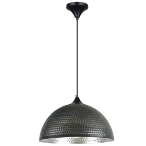 Brightstar PEN942 Silver and Antique Metal Cord Pendant Light with Hammered Dome