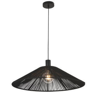 Brightstar PEN947 Black Metal and Nylon Rope Pendant Light - 595mm Wide