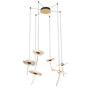 Brightstar PEN955/6 CCT Gold Aluminium and Glass LED Pendant Light - 20W, 3 CCT Adjustable