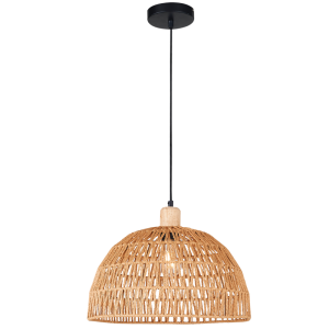Brightstar PEN957 Natural Metal, Wood, and String Pendant Light