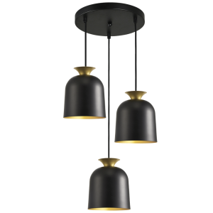 Brightstar PEN962/3 Black and Gold Iron 3-Light Cord Pendant