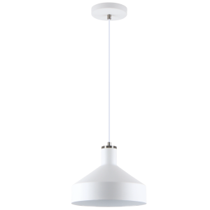 Brightstar PEN971 Modern Sand White Metal Cord Pendant Light with Satin Chrome Accents
