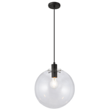 Brightstar PEN973/1 BK Black Metal and Clear Glass Single Pendant Light