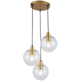 Brightstar Matt Gold Metal Pendant with 3 Clear Glass Shades (ES Fitting)
