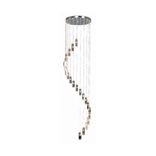 Cascading 21 Light Chrome Pendant With Rectanglar Crystals