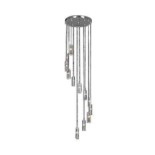 Polished Chrome Pendant With 12 Rectangular Crystals