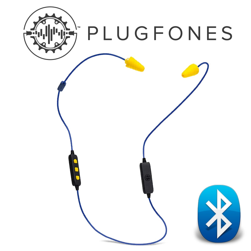 Bluetooth Liberate Plugfone Blue/Yellow Earphones With Mic & Vol Cont