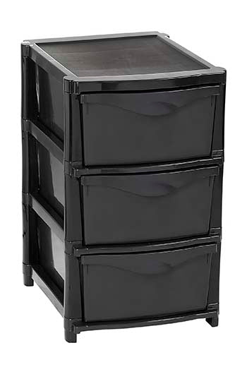 Drawer Unit 3-Drawer Black Unassembled