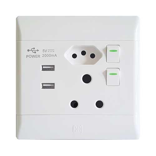Cbi Pvc Slimline Usb Combo Socket