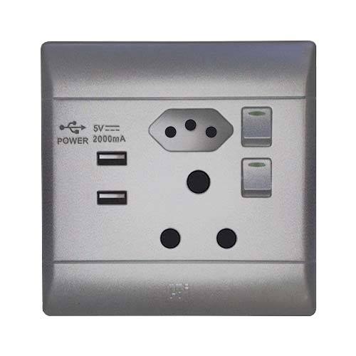 Cbi Pvc Slimline Usb Combo Socket Silver Shimmer