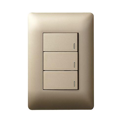 Legrand Ysalis 3 Lever Switch - Champagne