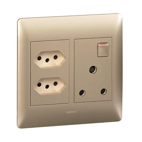 Legrand Ysalis Single Socket Vertical + 2 X Slimline - Champagne