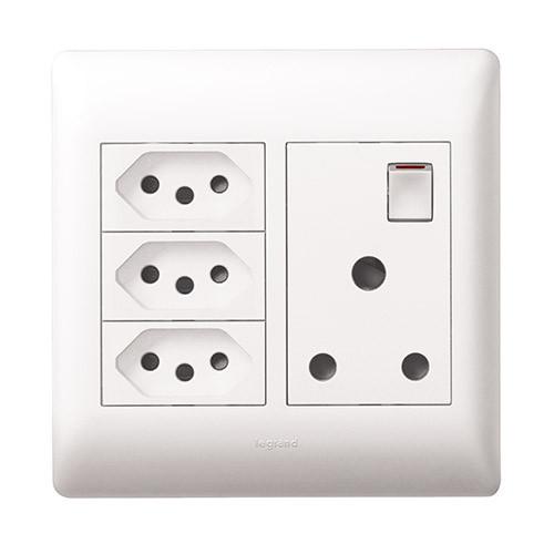 Legrand Ysalis Single Socket Vertical + 3 X Slimline - White