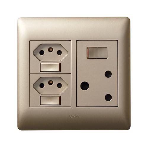 Legrand Ysalis Single Socket Horizontal + 2 X Slimline - Champagne