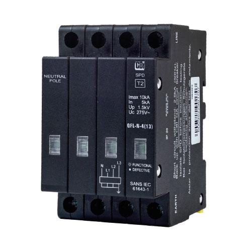 Cbi Mini Rail Surge Protector Qfln-4(13) 3P+N 275V With Indication - 10Ka
