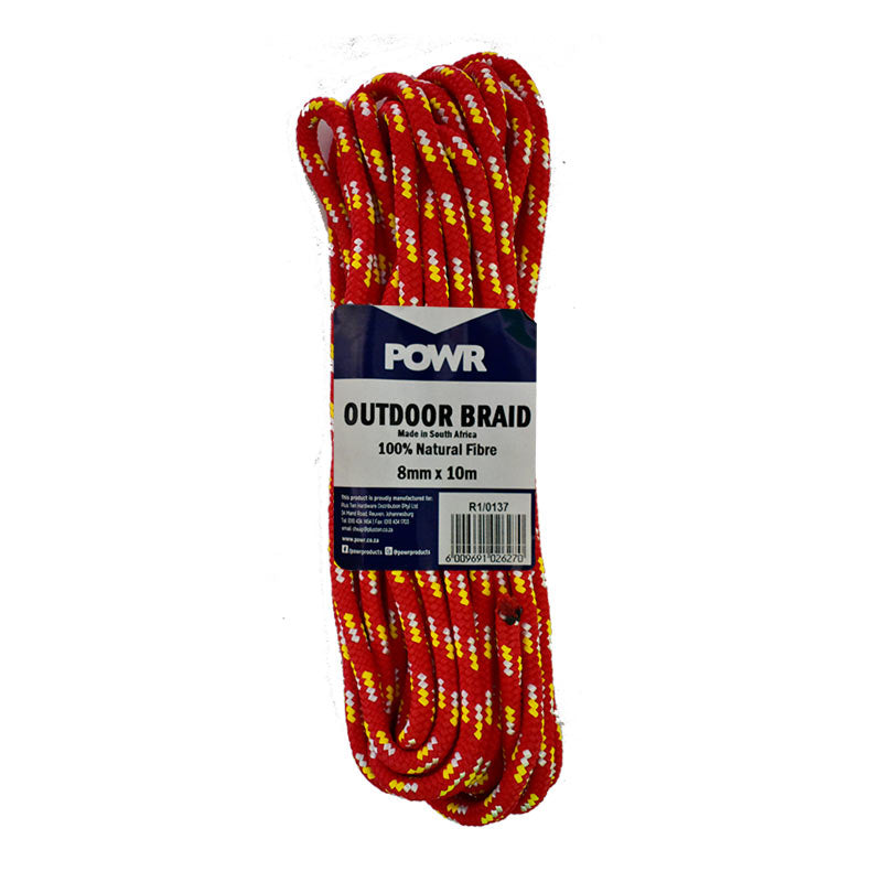 ROPE OUTDOOR BRAIDED HANK 8MMX10MT