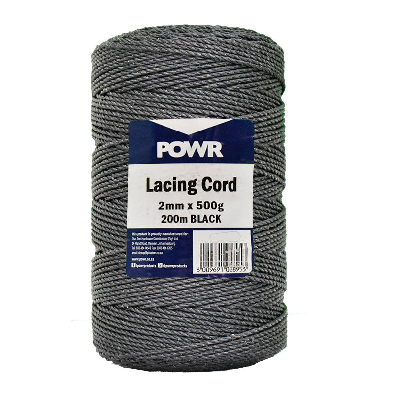 CORD LACING BLACK 2MMX500GR
