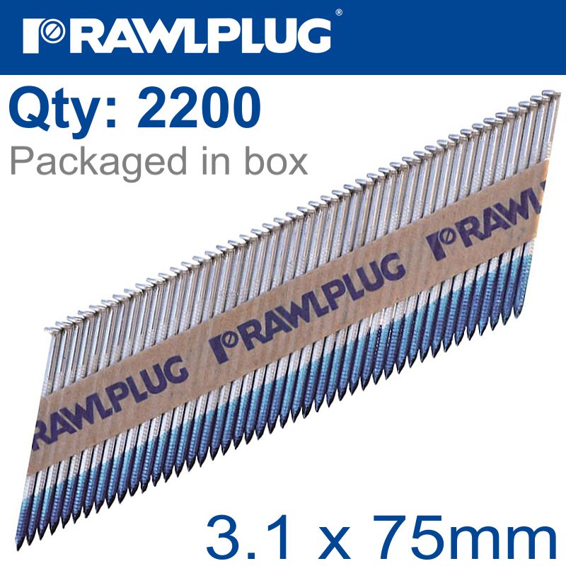 Timber Nails Clipped Galv 3.1Mm X 75Mm 2200 Per Box With X2 Fuel Cells