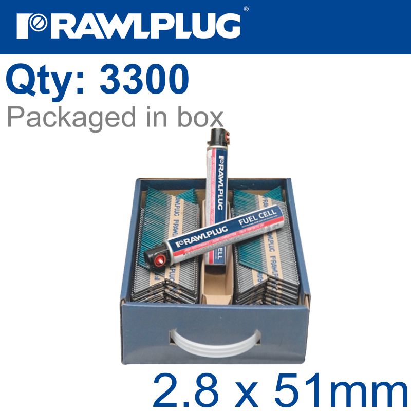 Nail Hot Dip Clipped 2.8Mmx51Mm X3300-Box Paper Collated 50 Mic