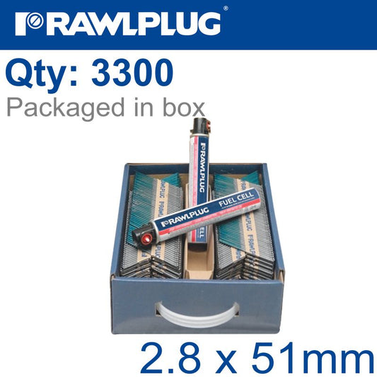 Nail Hot Dip Clipped 2.8Mmx51Mm X3300-Box Paper Collated 50 Mic