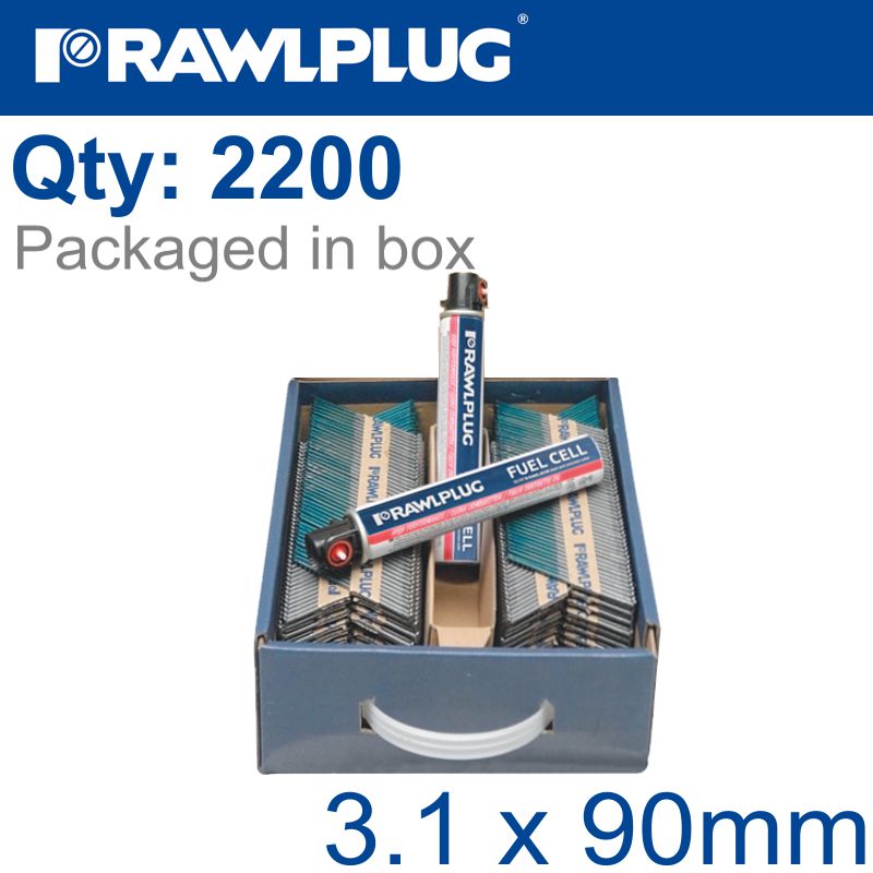 Nail Hot Dip Clipped 3.1Mmx90Mm X2200-Box Paper Collated 50 Mic