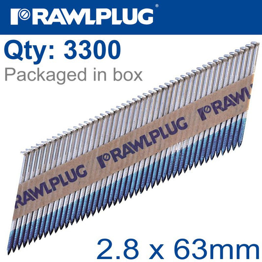 Paper Collated Nails 2.8X63Mm Ring 3300 Per Box With X3 Fuel Cells