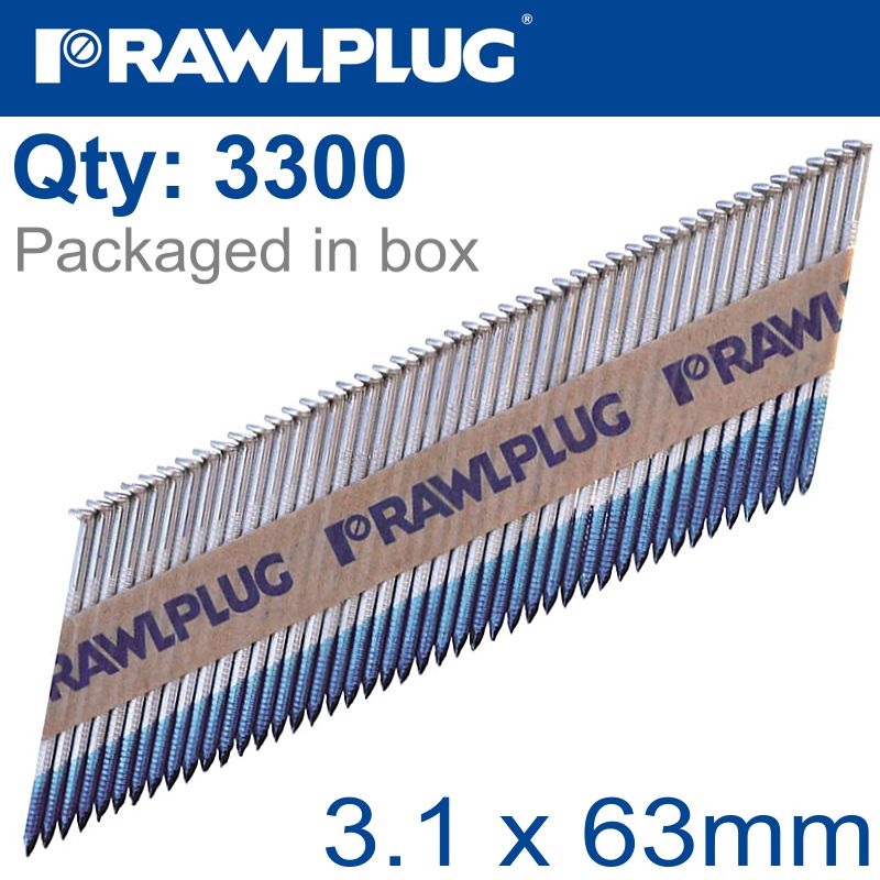 Timber Nails Clipped Ring 3.1Mm X 63Mm 3300 Per Box With X3 Fuel Cells